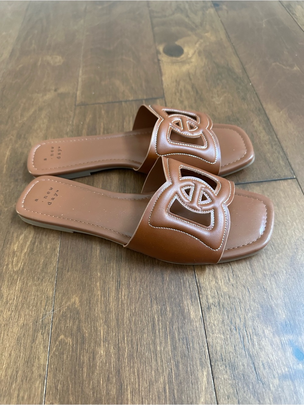 a new day Brown Faux-Leather Slide Sandals
